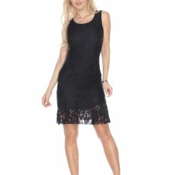 White Mark Clothing Dresses Lace Overlay Sleeveless Mini Dress