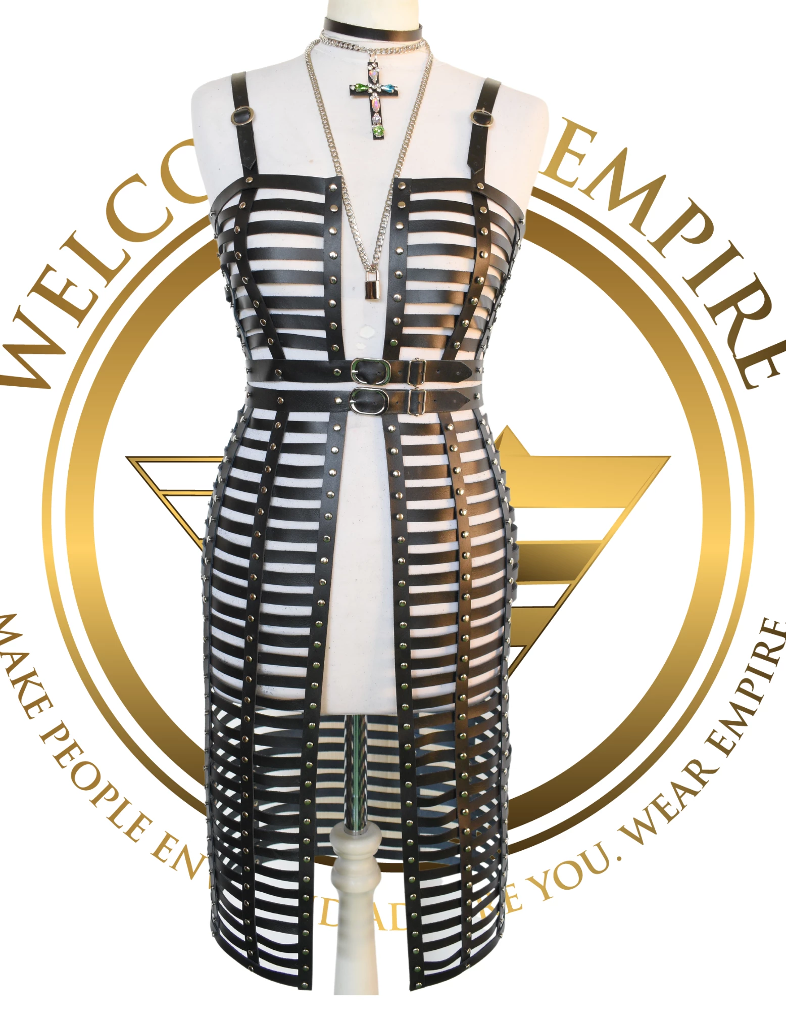 RebelsMarket Dresses Leather Bustier And Skirt Harness,Genuine Leather Bustier And Skirt - Image 5