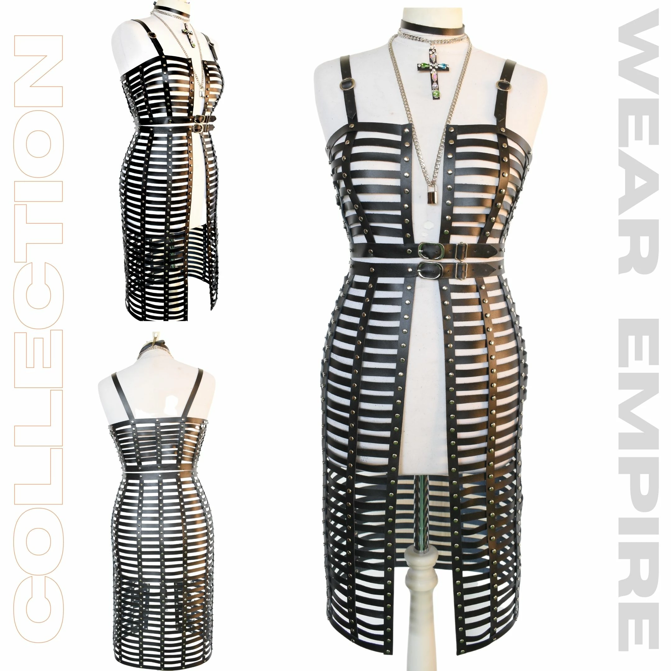 RebelsMarket Dresses Leather Bustier And Skirt Harness,Genuine Leather Bustier And Skirt