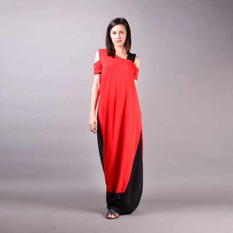 RebelsMarket Dresses Long Dress, Maxi Red Dress, Bohemian Dress, Summer Dress, Maxi Dress