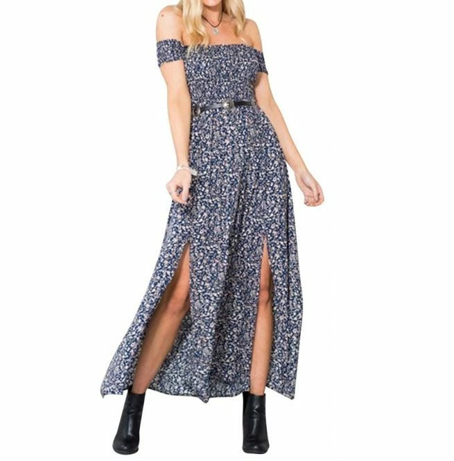 FashionSprout Dresses Boho Bohemian Off Shoulder Long Split Dress - Image 2