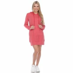 White Mark Clothing Dresses Long Sleeve Drawstring Pocket Hoodie Dress