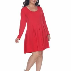 White Mark Clothing Dresses Long Sleeve Flare Dress