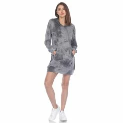 White Mark Clothing Dresses Long Sleeve Tie Dye Hoodie Dress