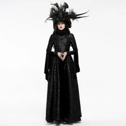 Punk Rave Dresses Mesh Hollow-Out Lace-Up Gothic Pleated Dress