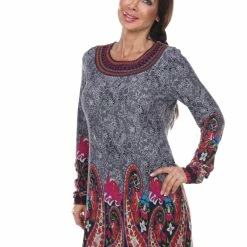 White Mark Clothing Dresses Paisley Embroidered Sweater Dress