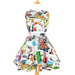 RebelsMarket Dresses Pinup Comic Skater Dress, White