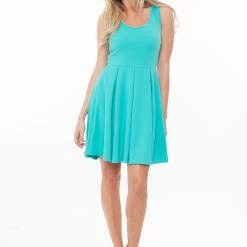 White Mark Clothing Dresses Pleated Sleeveless Skater Dress