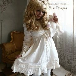 RebelsMarket Dresses Princess Lolita Babydoll Empire Waist Button Dress Antique White/Beige