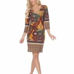 White Mark Clothing Dresses Printed Midi Sheath Dress