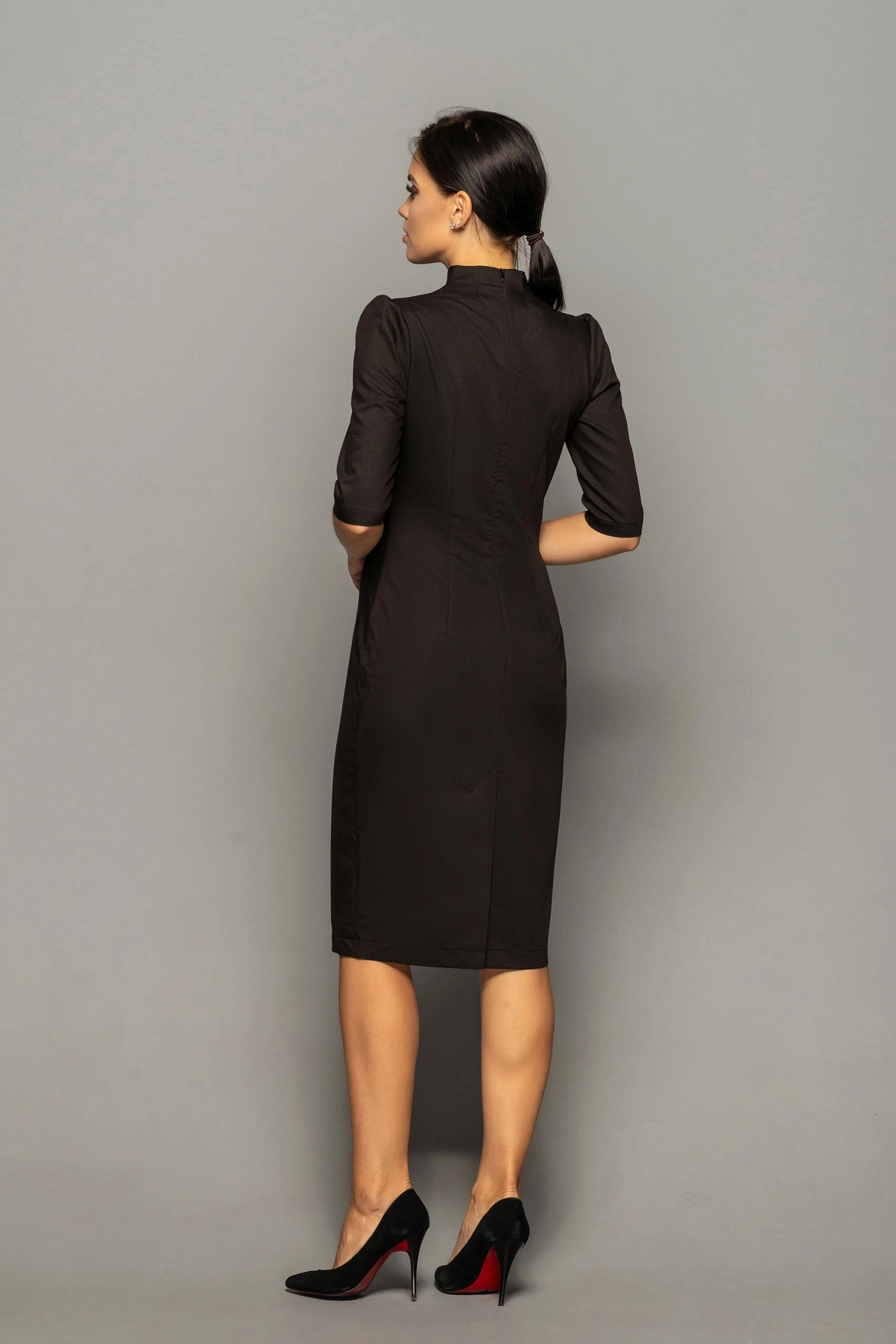 RebelsMarket Dresses Qipao Modest Pencil Dress, Black Cocktail Cheongsam Dress - Image 3