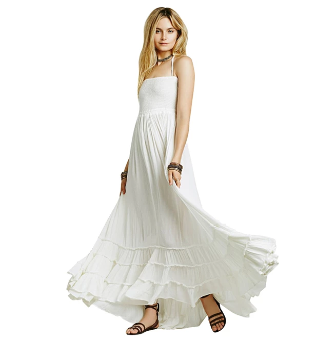 RebelsMarket Dresses Vintage Retro Boho Bohemian Open Back Ruffle Halter Maxi Dress - Image 3