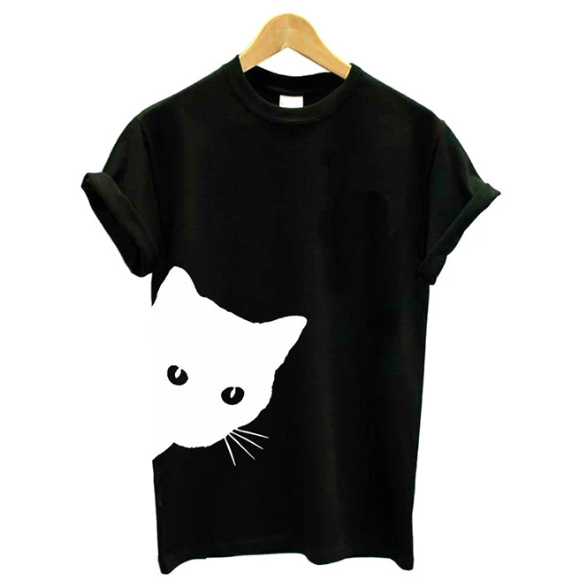 FashionSprout T-Shirts Black Cat Print Women's T-Shirt - Image 3