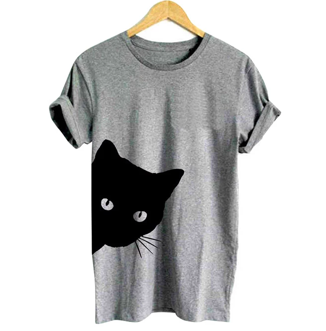 FashionSprout T-Shirts Black Cat Print Women's T-Shirt - Image 2
