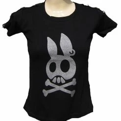 RebelsMarket T-Shirts Rock Baby Skull Bunny T Shirt