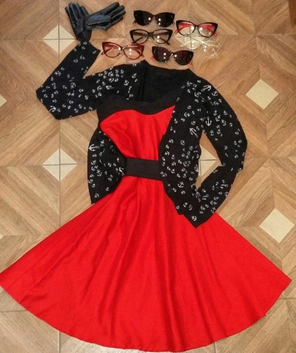 RebelsMarket Dresses Rockabilly '50s Red Dress - Image 2