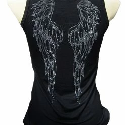 RebelsMarket Tanks Tops & Camis Rockabilly Punk Rock Baby Angel Wings Strass Tank Top Shirt S M L Xl Xxl