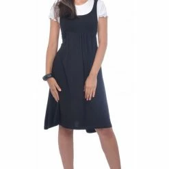 RebelsMarket Dresses Black And White Dress, Knee Length Dress, Midi Dress, Short Sleeve Dress