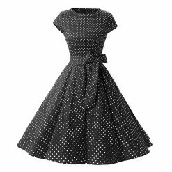 FashionSprout Dresses Steampunk Grunge Vintage Polka Dot Cup Sleeve Dress