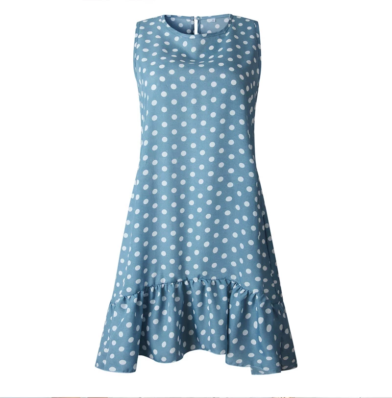 RebelsMarket Dresses Streetwear Vintage Retro Sleeveless Polka Dot Ruffled Mini Dress - Image 3