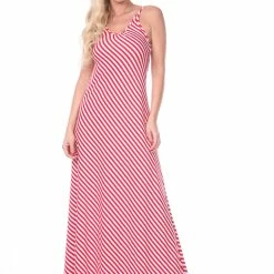 White Mark Clothing Dresses Striped Open Back Maxi Dress