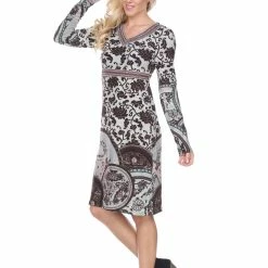 White Mark Clothing Dresses V-neck Sheath Sweater Dress