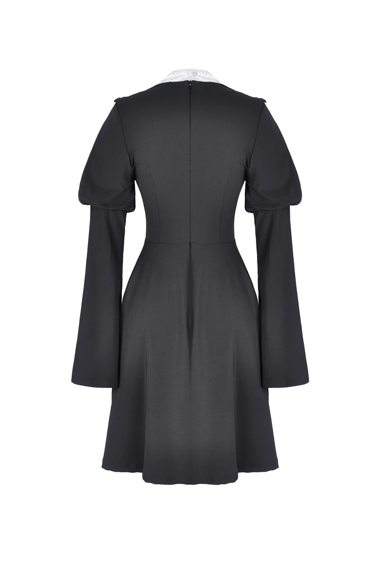 Dark In Love Dresses White Lace Up Chest Trumpet Sleeves Ruffled Mesh Cute Goth Chiffon Dress - Image 3