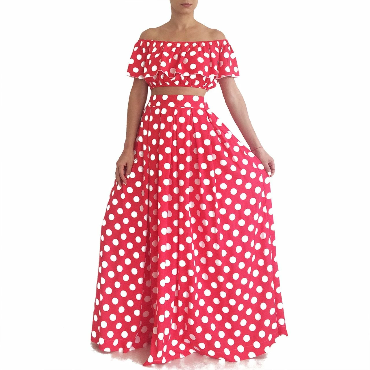 RebelsMarket Dresses Women Maxi Dress / Crop Top / Pin Up Dress / Hight Waist Skirt Signora Set - Image 3