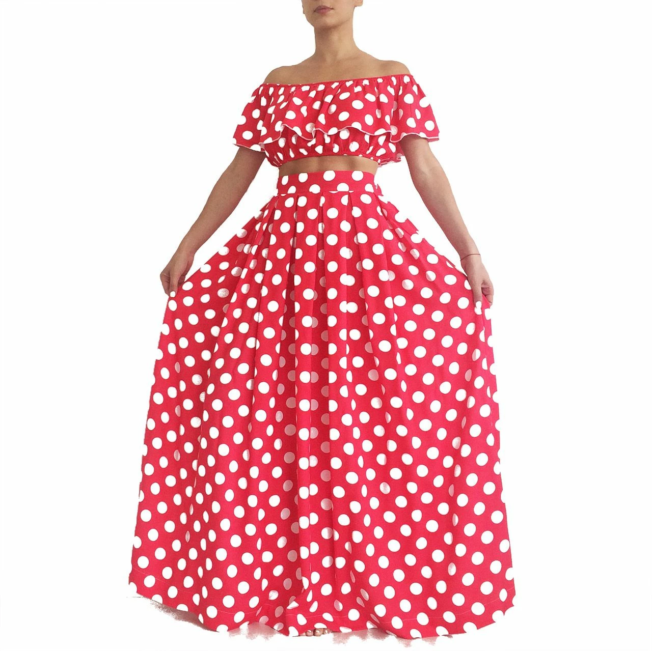 RebelsMarket Dresses Women Maxi Dress / Crop Top / Pin Up Dress / Hight Waist Skirt Signora Set - Image 4