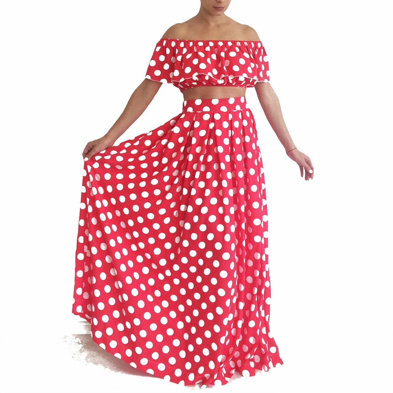 RebelsMarket Dresses Women Maxi Dress / Crop Top / Pin Up Dress / Hight Waist Skirt Signora Set